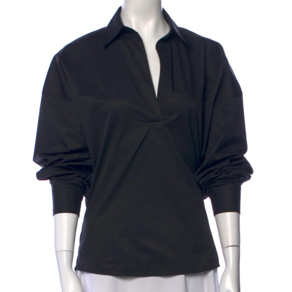 Celine black blouse vneck three quarter sleeve size 36